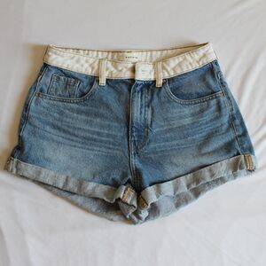 Pacsun Two-Tone Women's Blue and White Mom Shorts